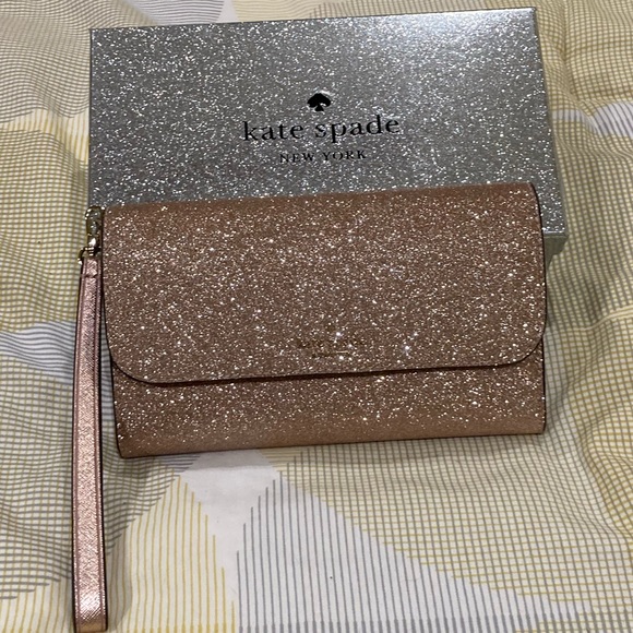 kate spade Bags Kate Spade Medium Wristletrose Gold Glitter Poshmark
